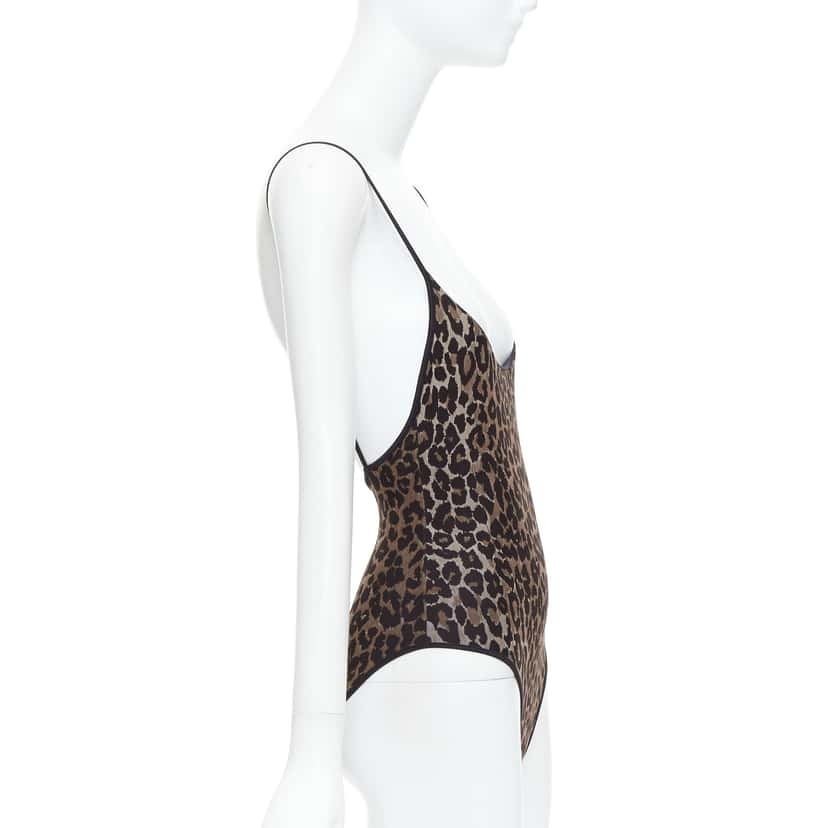 Dolce & Gabbana Leopard Print Swimsuit Brown Never worn - Model View