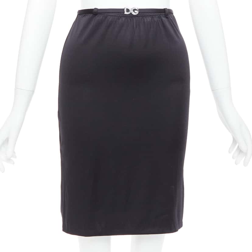 Dolce & Gabbana Logo Resin Skirt Black Polyamide Very good condition - Front View