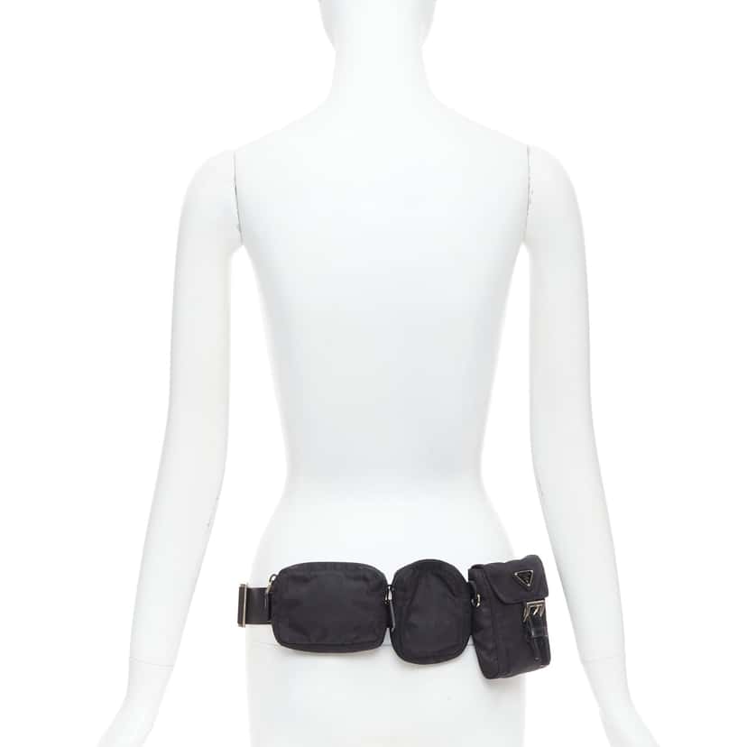 Prada Nylon Triple Waist Bag Black Good condition - Back View