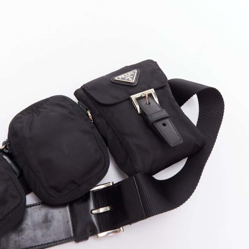 Prada Nylon Triple Waist Bag Black Good condition - Box View