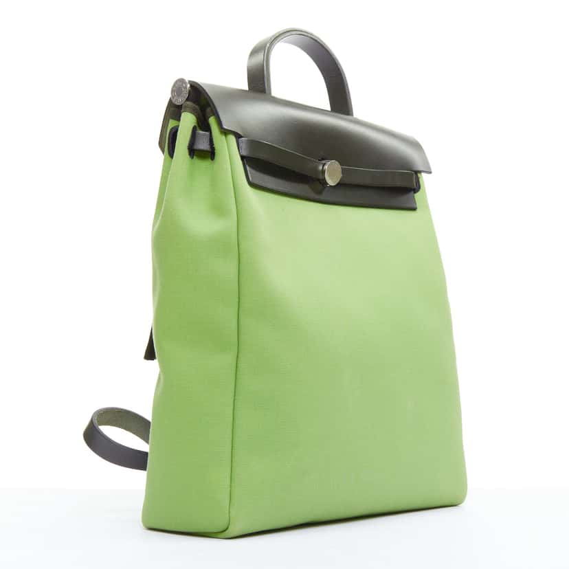 Hermès Herbag A Dos Green Leather Good condition - Inside View