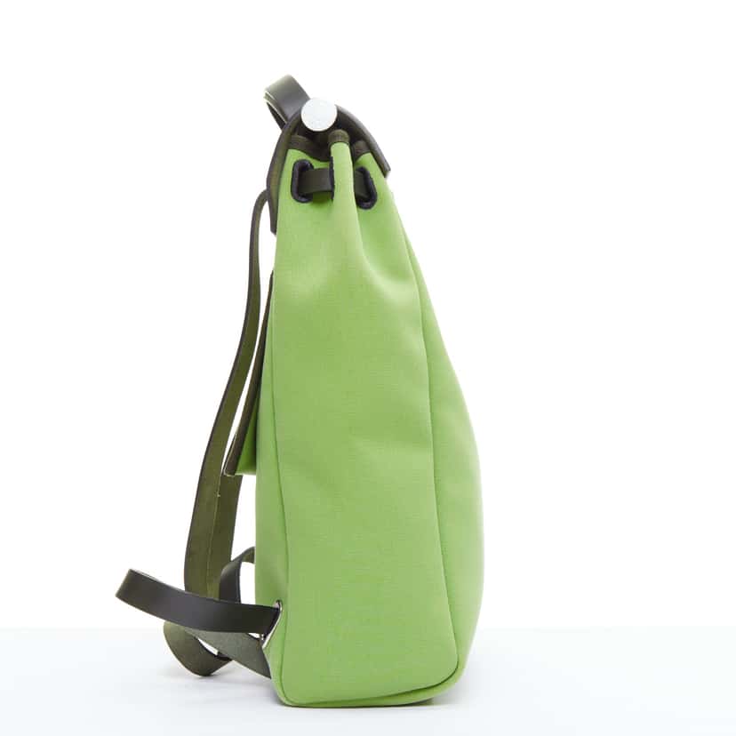 Hermès Herbag A Dos Green Leather Good condition - Model View