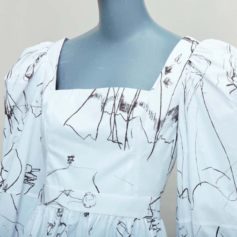 Alexander McQueen Sketch Puff Dress White Cotton Never worn - Back View