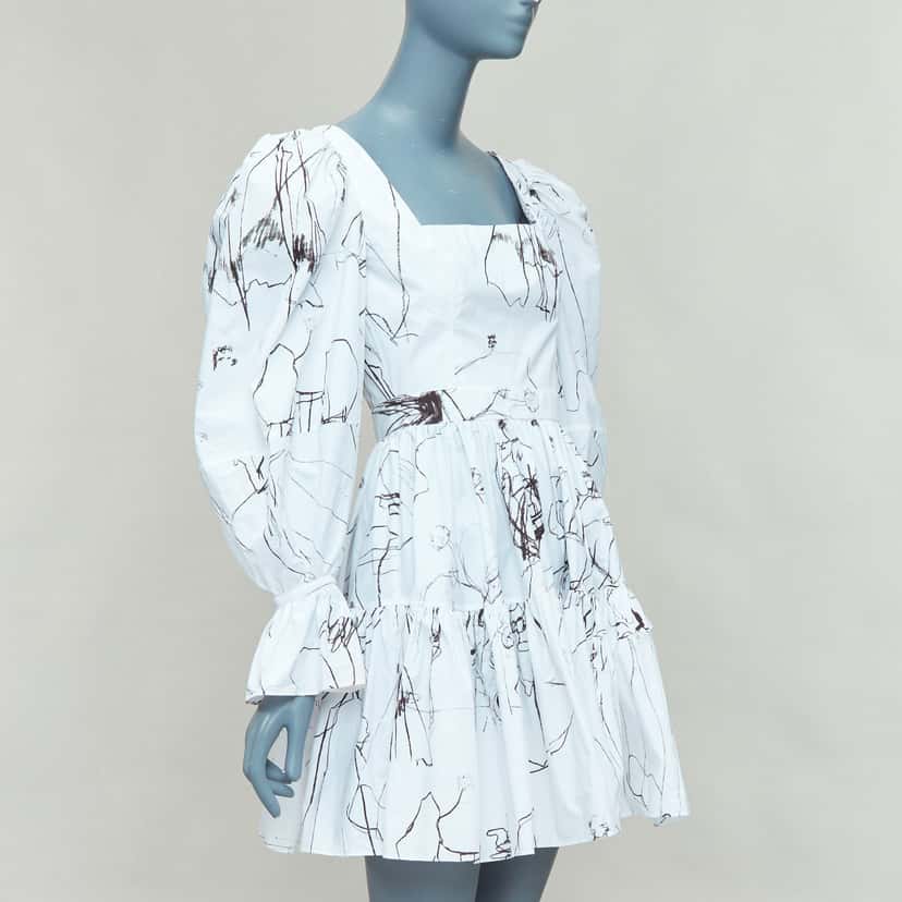 Alexander McQueen Sketch Puff Dress White Cotton Never worn - Inside View