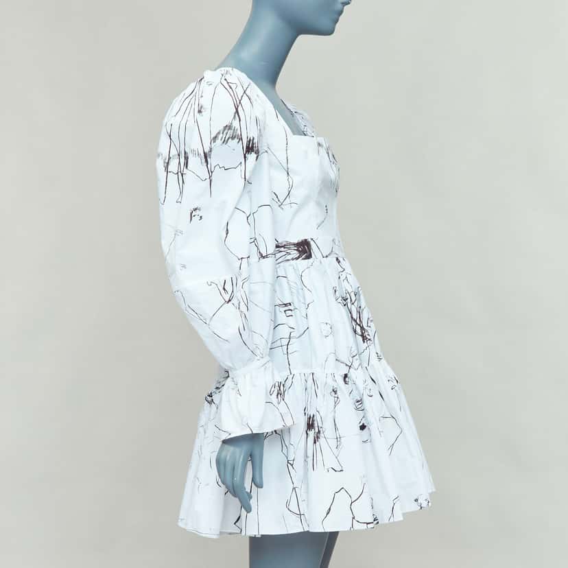 Alexander McQueen Sketch Puff Dress White Cotton Never worn - Model View