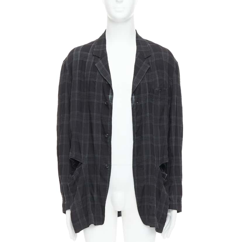 Yohji Yamamoto Grey Slashed Blazer Grey Never worn - Model View