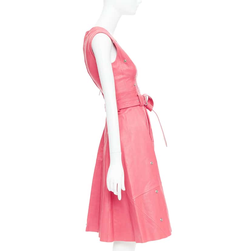 Alexander Mcqueen Biker Zip Dress Pink Leather Very good condition - Inside View