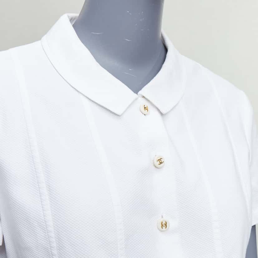 Chanel Cotton CC Logo Crop Shirt White Cotton Very good condition - Back View
