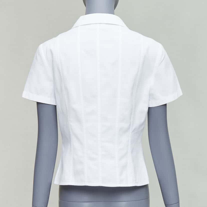 Chanel Cotton CC Logo Crop Shirt White Cotton Very good condition - Box View