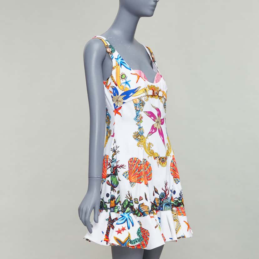 Versace Starfish Flounce Dress White Polyester Never worn, with tag - Inside View