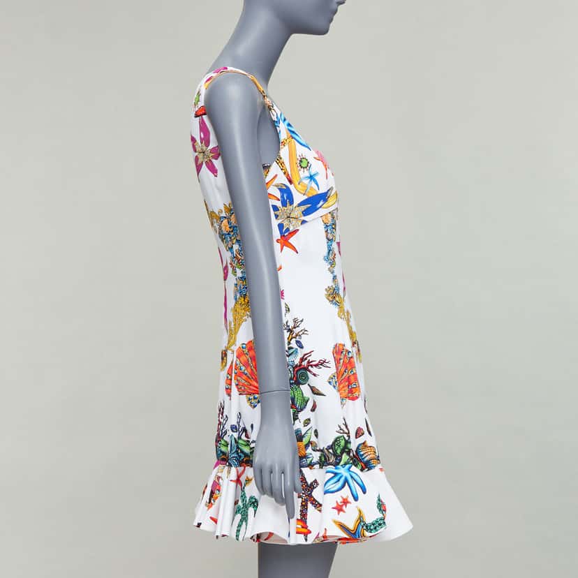 Versace Starfish Flounce Dress White Polyester Never worn, with tag - Model View