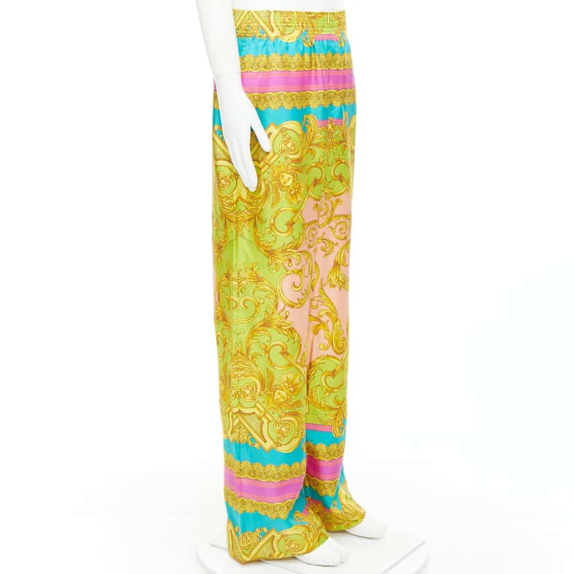 Versace Barocco Silk Pants MultiColor Silk Never worn, with tag - Inside View