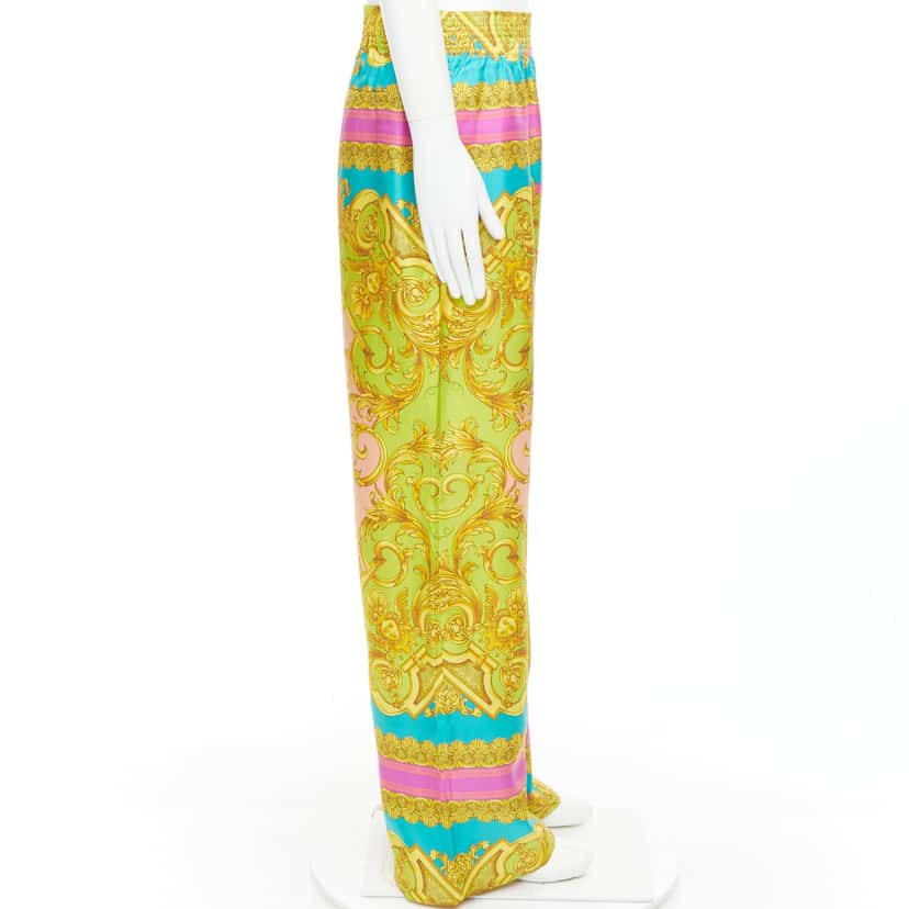 Versace Barocco Silk Pants MultiColor Silk Never worn, with tag - Model View