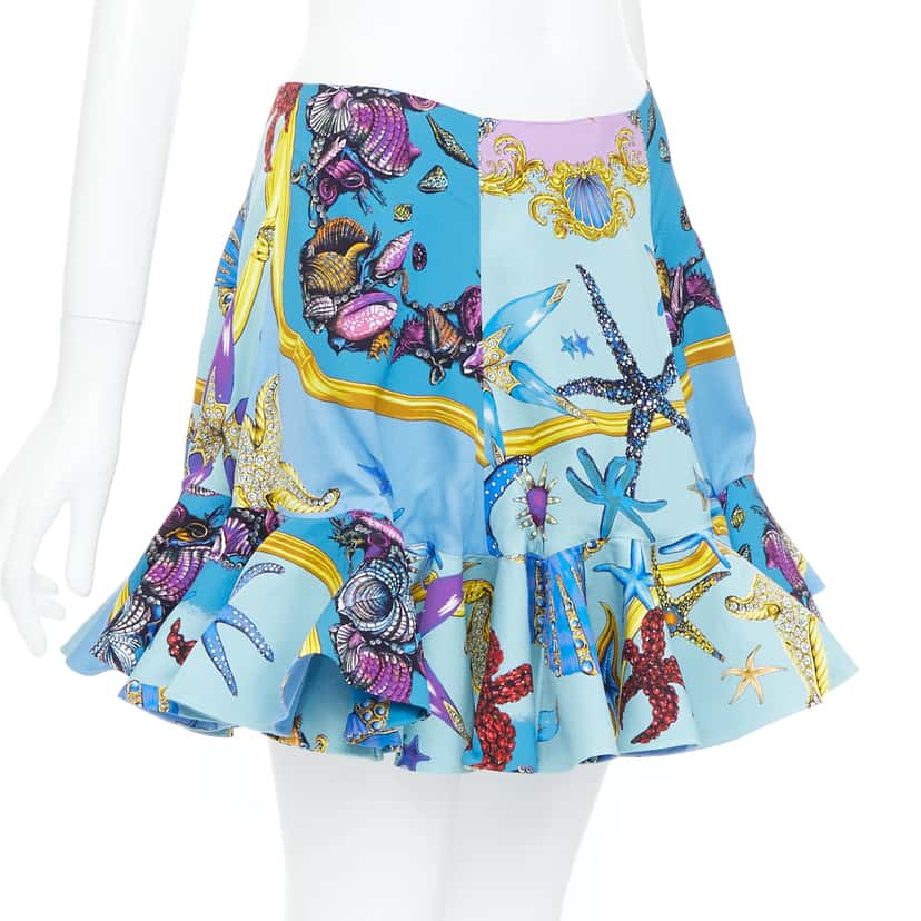 Versace Starfish Flutter Skirt Blue Viscose Never worn, with tag - Inside View