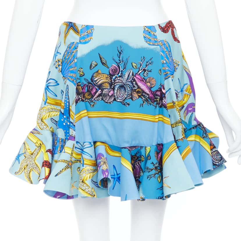 Versace Starfish Flutter Skirt Blue Viscose Never worn, with tag - Box View