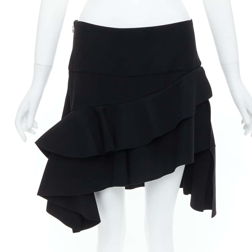 Balenciaga Ruffle Slit Skirt Black Polyester Very good condition - Back View