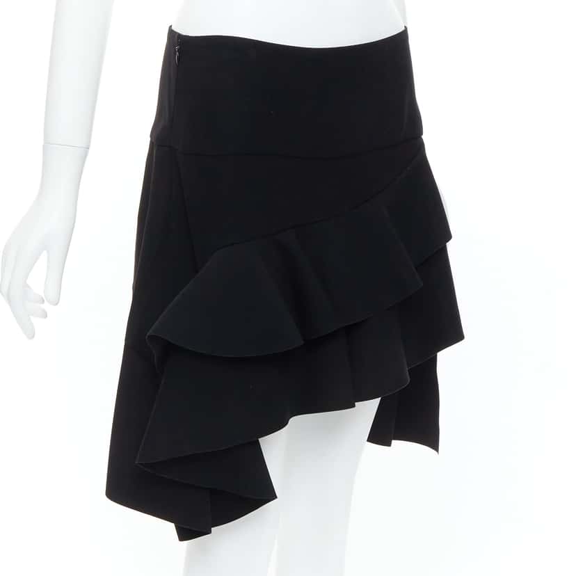 Balenciaga Ruffle Slit Skirt Black Polyester Very good condition - Inside View