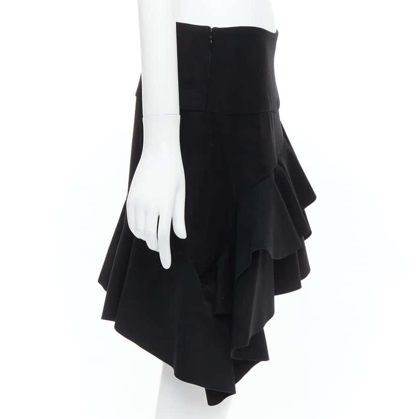 Balenciaga Ruffle Slit Skirt Black Polyester Very good condition - Model View
