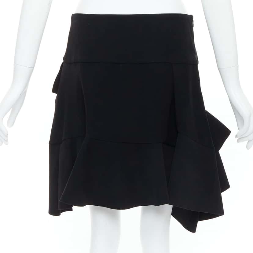 Balenciaga Ruffle Slit Skirt Black Polyester Very good condition - Box View