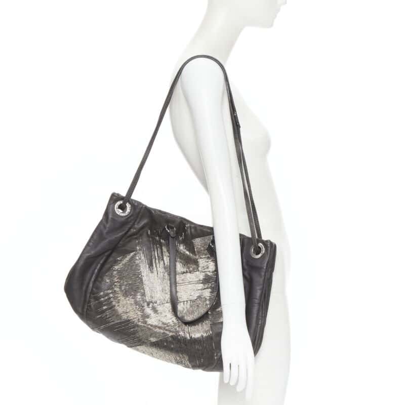 Valentino Garavani Bead Large Tote Bag Grey Leather Very good condition - Back View