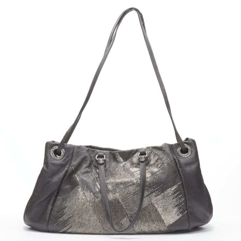 Valentino Garavani Bead Large Tote Bag Grey Leather Very good condition - Inside View
