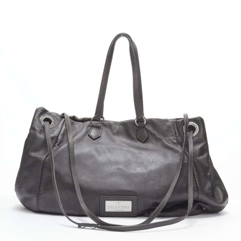 Valentino Garavani Bead Large Tote Bag Grey Leather Very good condition - Box View