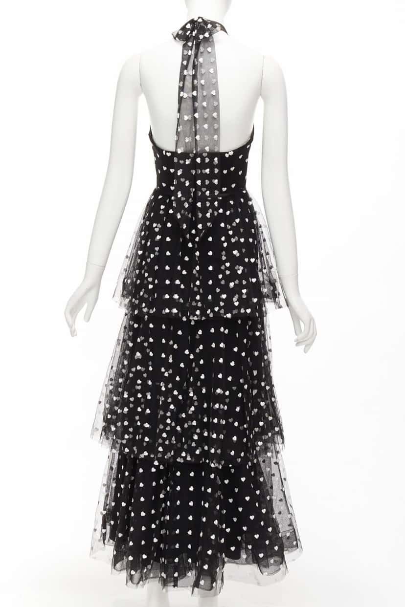 Marchesa Heart Tiered Gown Black Polyester Never worn - Box View