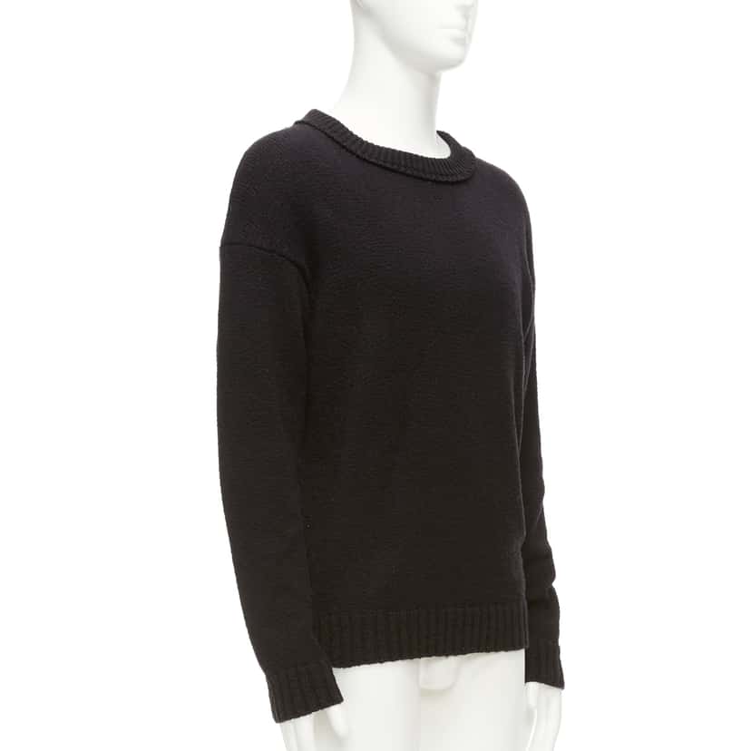 Loro Piana Logo Tab Knit Sweater Black Cotton Never worn - Inside View