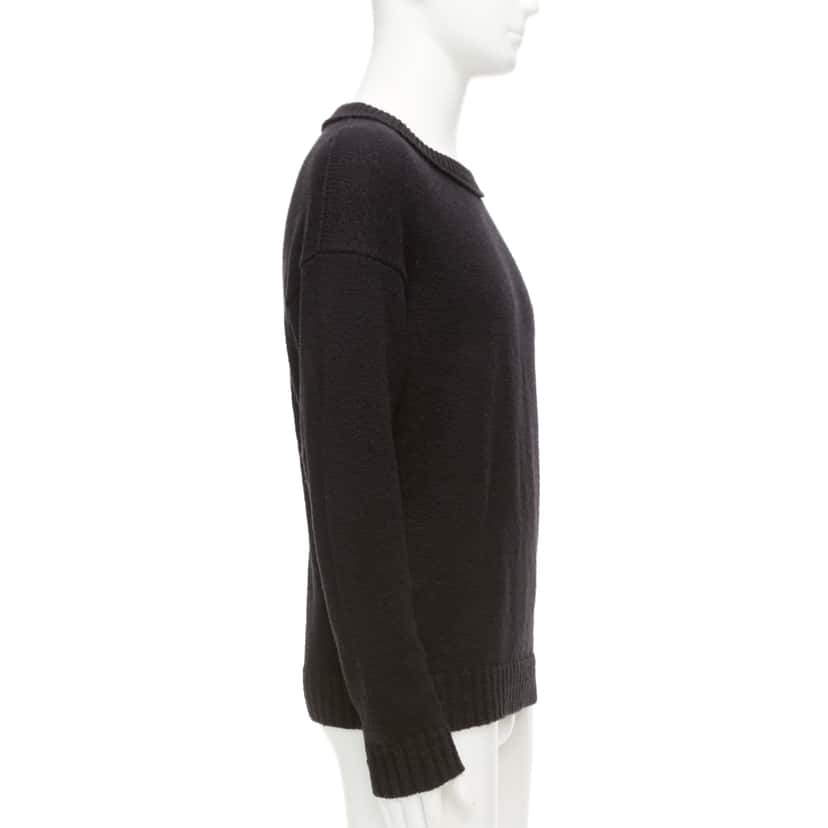Loro Piana Logo Tab Knit Sweater Black Cotton Never worn - Model View