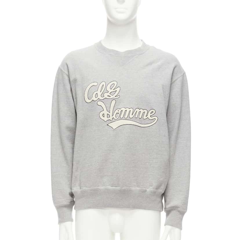 Comme Des Garcons Logo Varsity Sweatshirt Grey Cotton Never worn - Front View