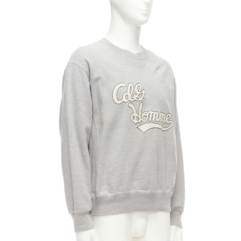 Comme Des Garcons Logo Varsity Sweatshirt Grey Cotton Never worn - Inside View