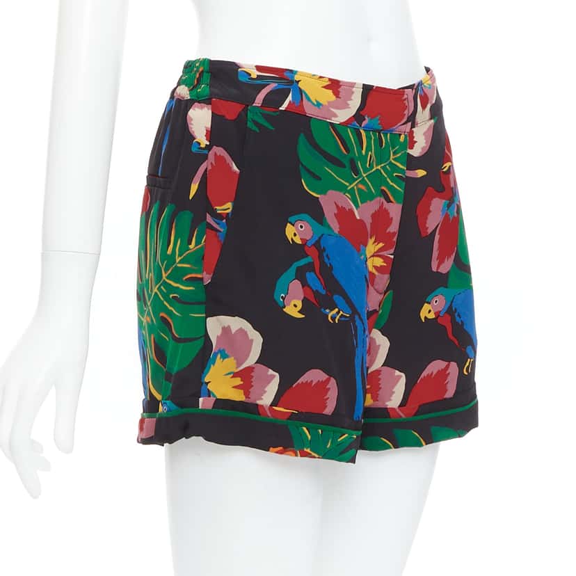 Valentino Parrot Floral Shorts Red Silk Very good condition - Inside View