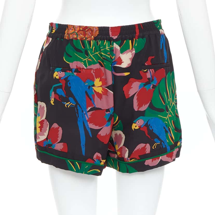 Valentino Parrot Floral Shorts Red Silk Very good condition - Box View