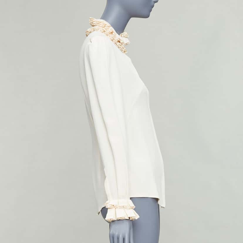 Alexander McQueen Victorian Darted Blouse Beige Silk Very good condition - Model View