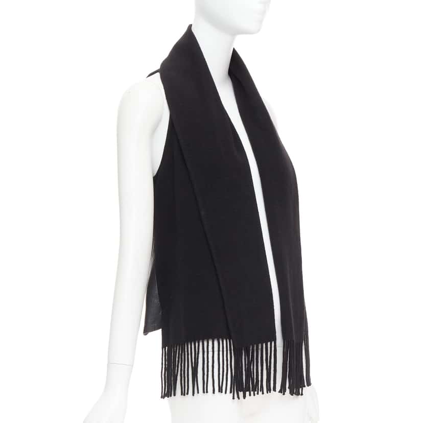 Hermès Scarf Design Vest Black Cashmere Very good condition - Front View