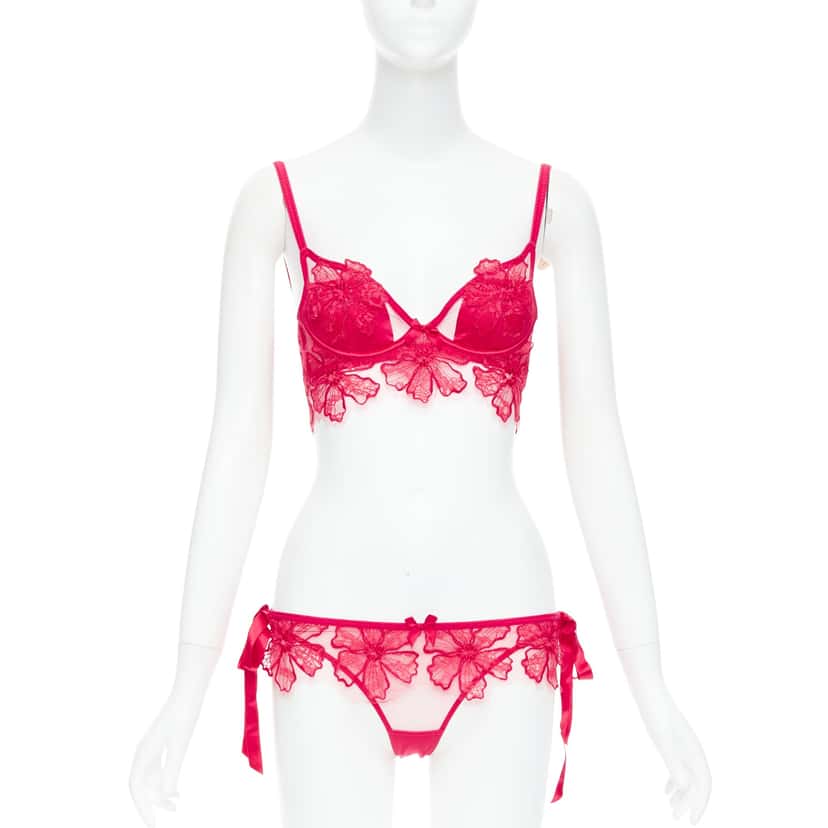 Agent Provocateur Floral Lace Lingerie Red Polyamide Very good condition - Front View