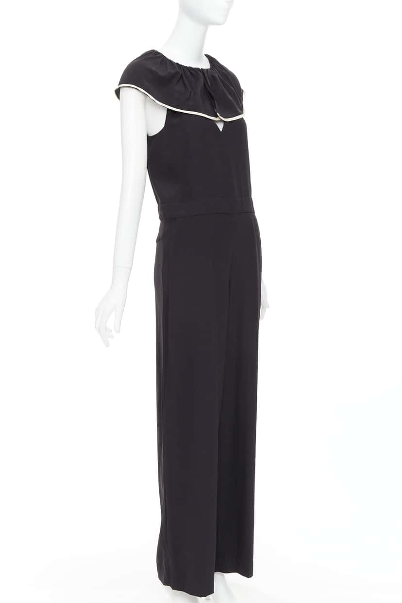 Chloé Silk Ruffle Jumpsuit Black Silk Very good condition - Inside View