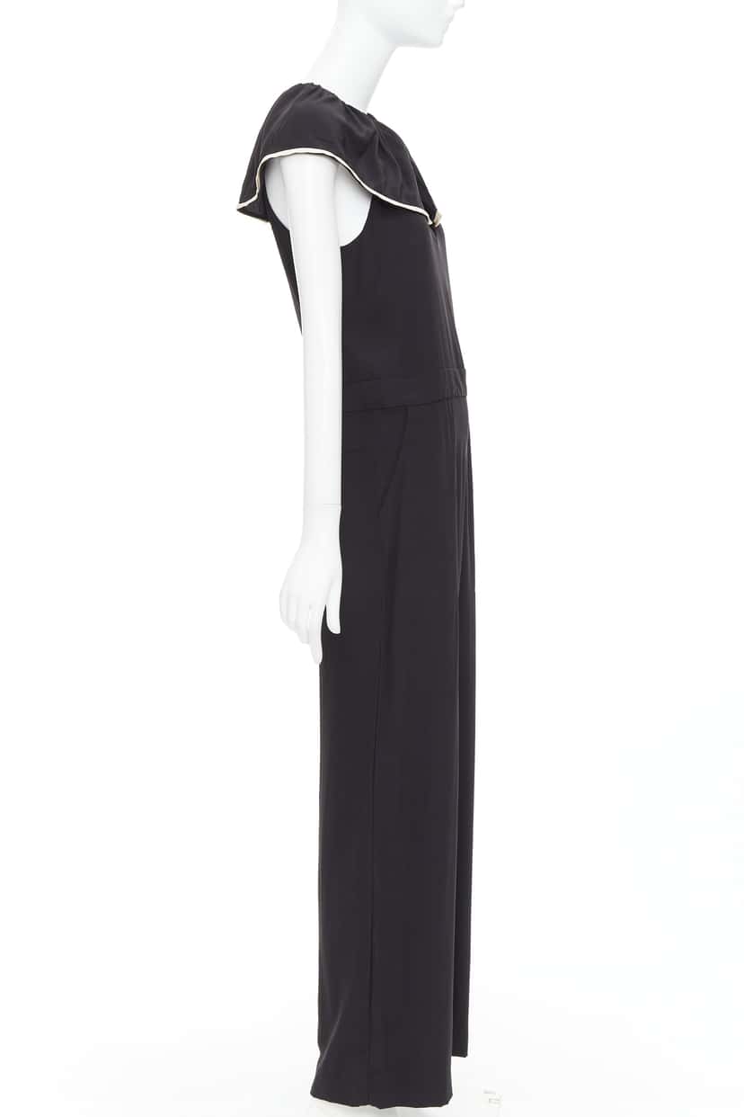 Chloé Silk Ruffle Jumpsuit Black Silk Very good condition - Model View