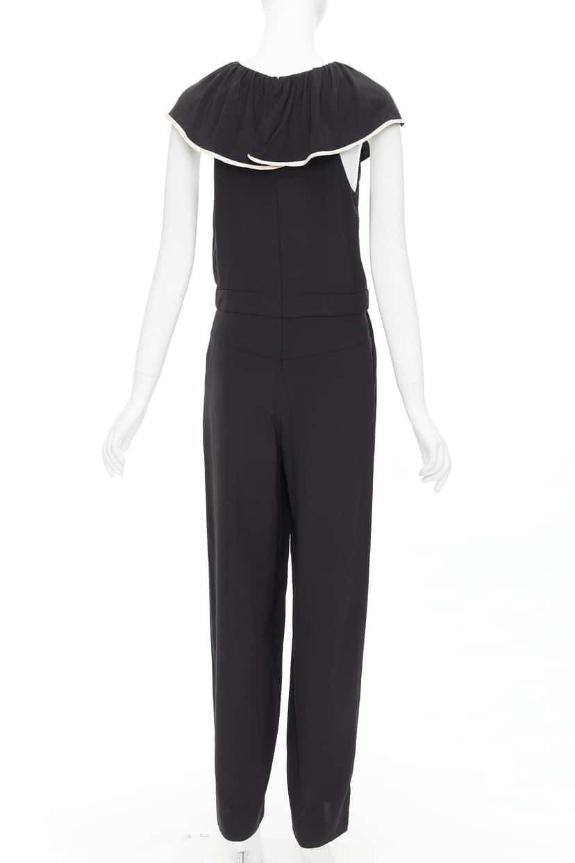 Chloé Silk Ruffle Jumpsuit Black Silk Very good condition - Box View