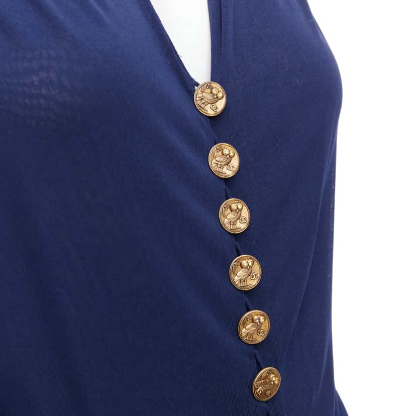 Chanel Owl Logo Dress Navy Viscose Good condition - Back View
