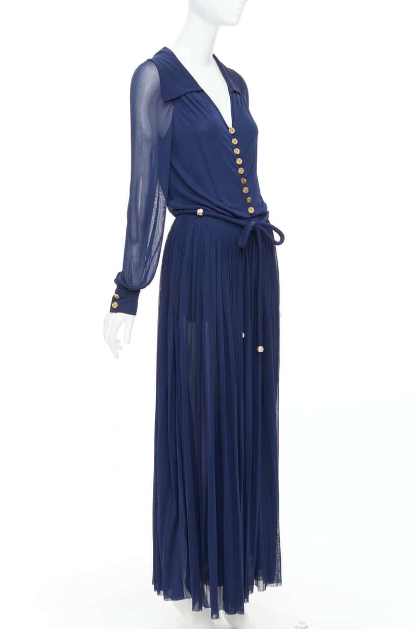 Chanel Owl Logo Dress Navy Viscose Good condition - Inside View