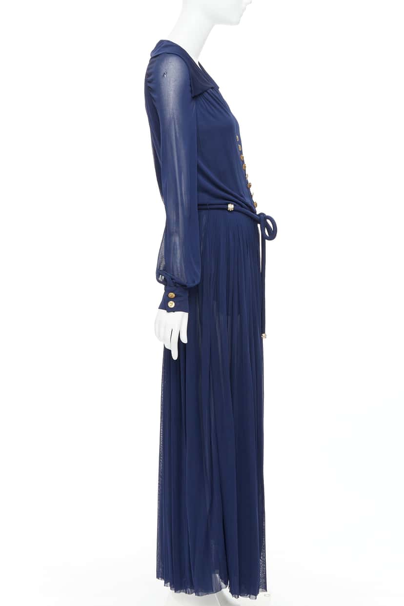 Chanel Owl Logo Dress Navy Viscose Good condition - Model View