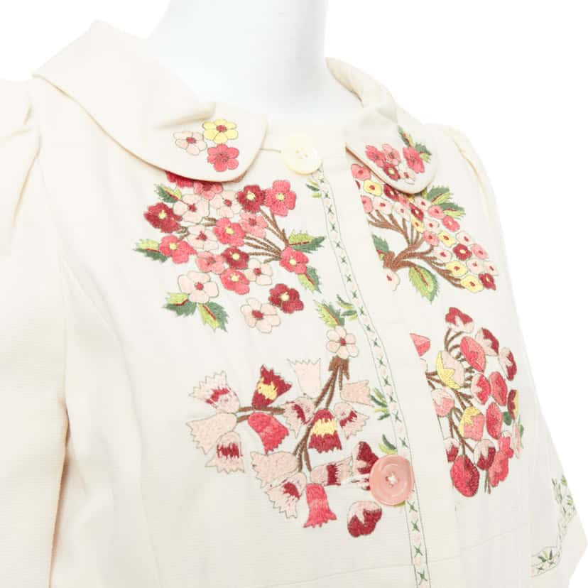 Kenzo Floral Coat Dress Beige Cotton Good condition - Back View