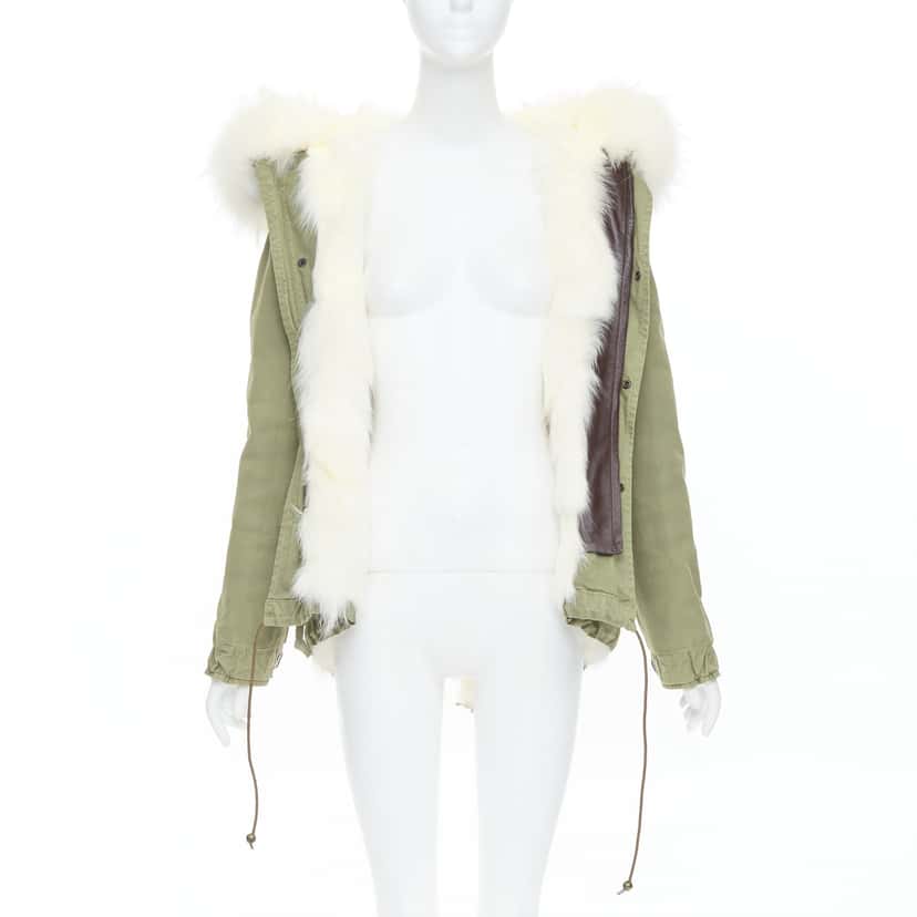 Mr & Mrs Italy Fur Lined Green Parka Green Cotton Very good condition - Back View