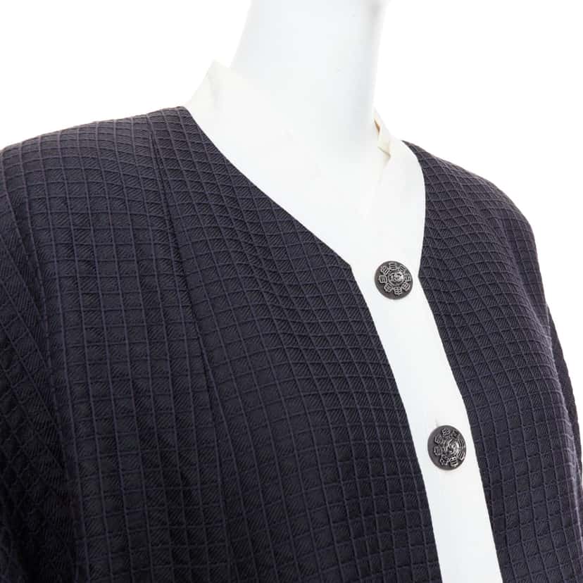 Chanel Silk Cotton Jacket Navy Silk Fair condition - Back View