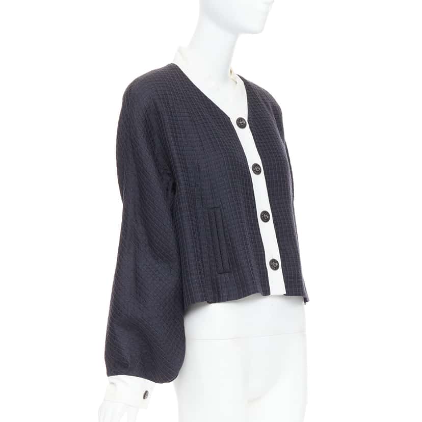 Chanel Silk Cotton Jacket Navy Silk Fair condition - Inside View