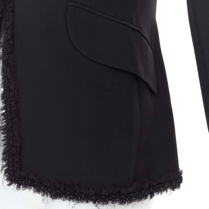 Alexander McQueen Beads Ruffle Blazer Black Viscose Very good condition - Back View