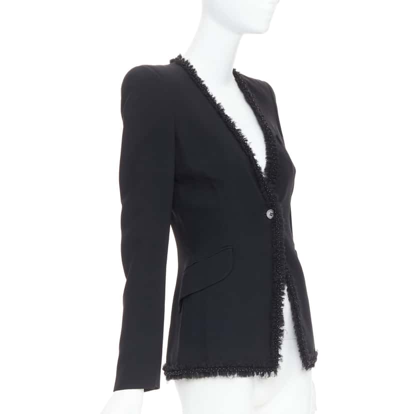 Alexander McQueen Beads Ruffle Blazer Black Viscose Very good condition - Inside View