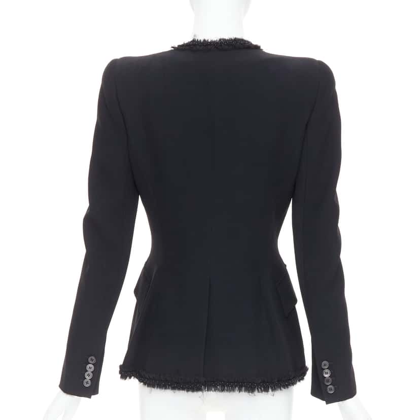 Alexander McQueen Beads Ruffle Blazer Black Viscose Very good condition - Box View