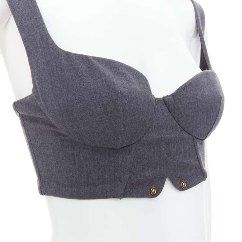 La Perla Gold Stud Bustier Grey Wool Very good condition - Back View